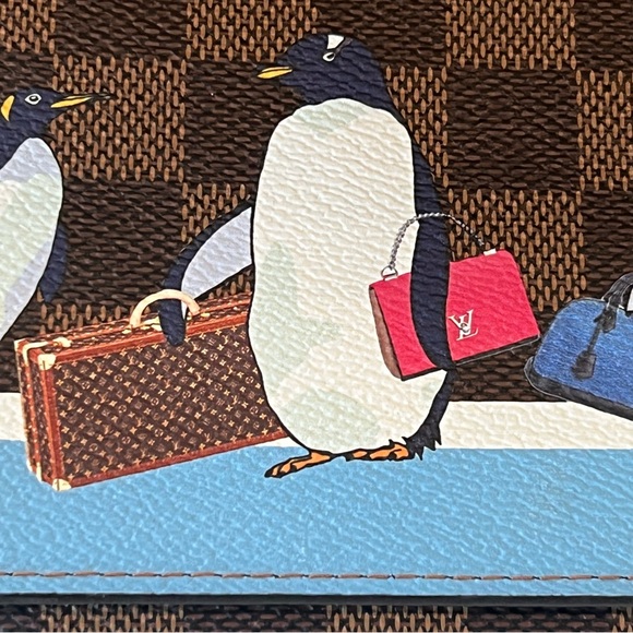 🔥NEW! Limited Special Ed. Louis Vuitton Penguin Sarah Wallet Ebene Damier - Picture 6 of 14